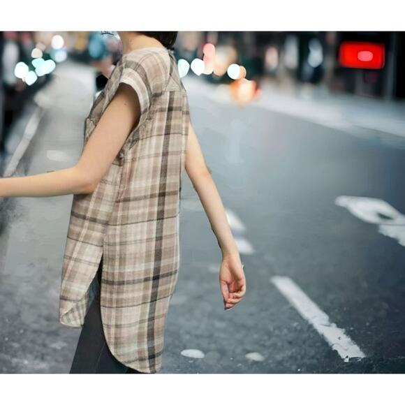Akemi + Kin Anthropologie Plaid Tunic Top - Picture 1 of 7